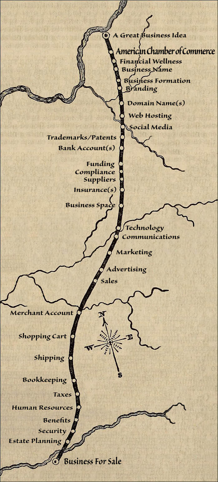 an old map modified so that stopping points coincide with names of american chamber partner services rather than towns